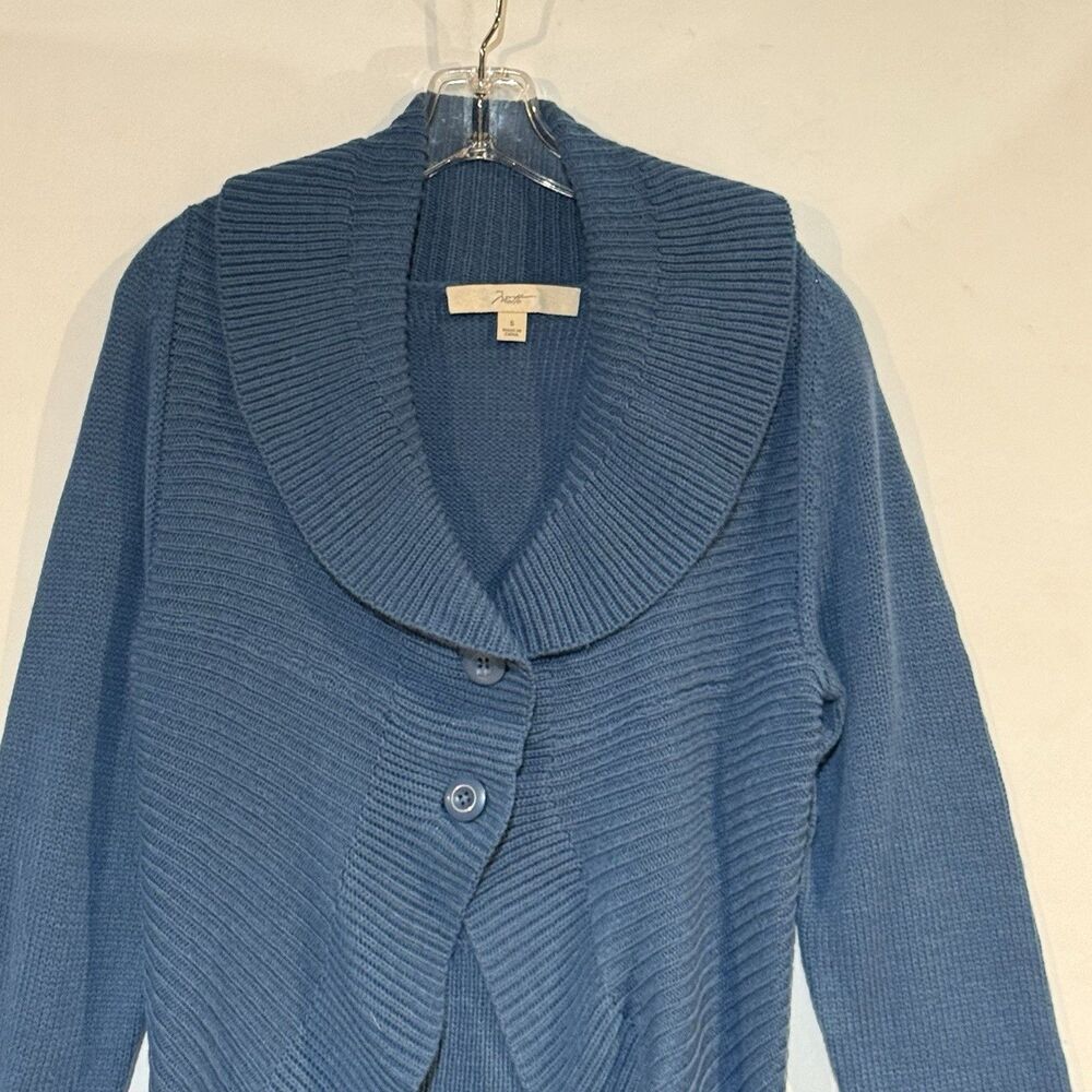 Women’s Motto Blue Shawl Collar Cardigan Sweater Size S Acrylic Wool - Picture 5 of 16